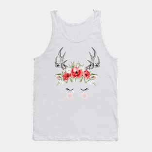 Deer Flower Red Poppy Tank Top